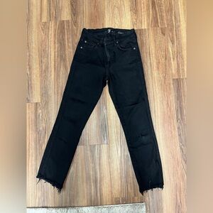 7 For All Mankind Black Straight Leg Jeans